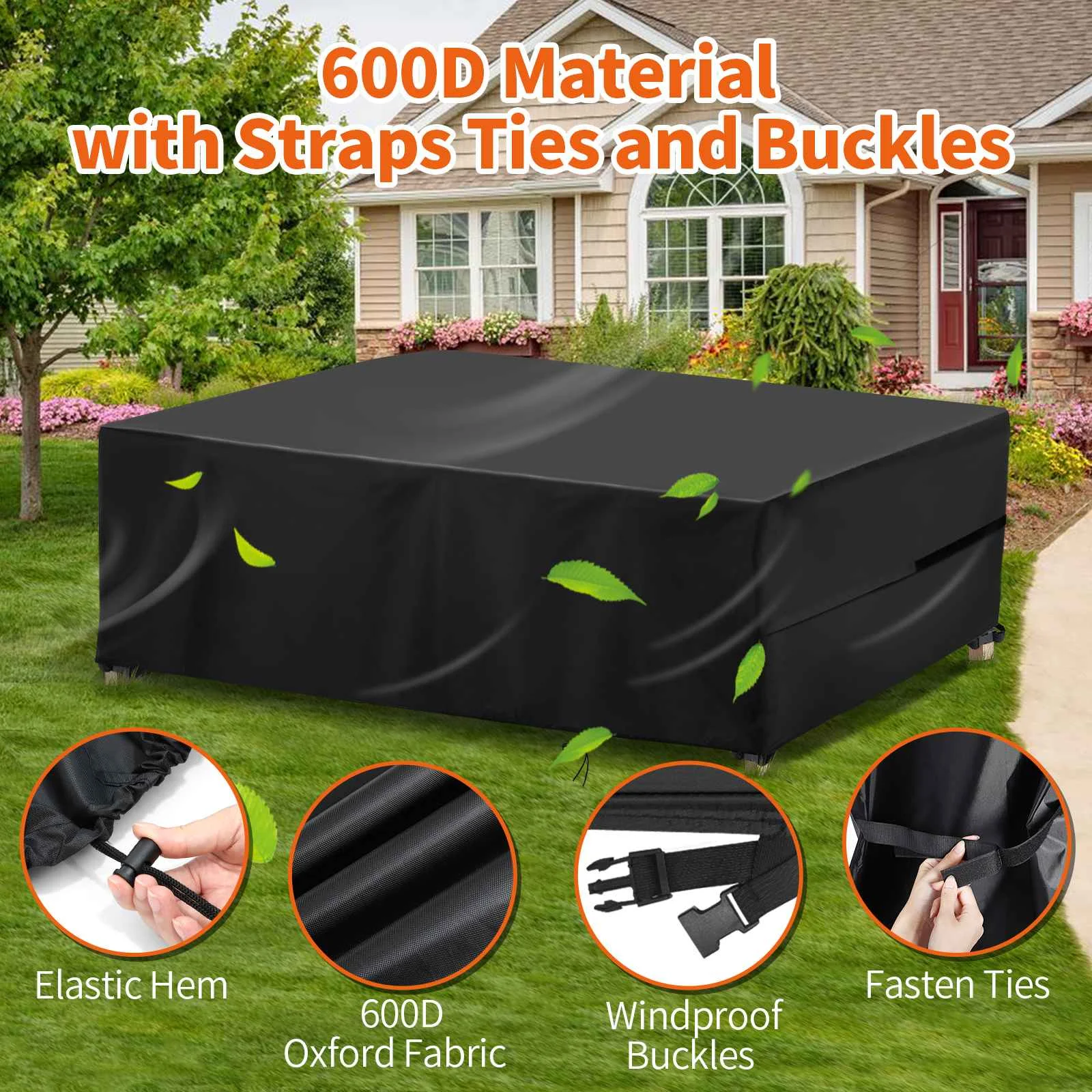 

Уличные мебельные Чехлы для патио 600D из Оксфордского полиэстера очень большого размера пылезащитные водонепроницаемые УФ-стойкие универс...