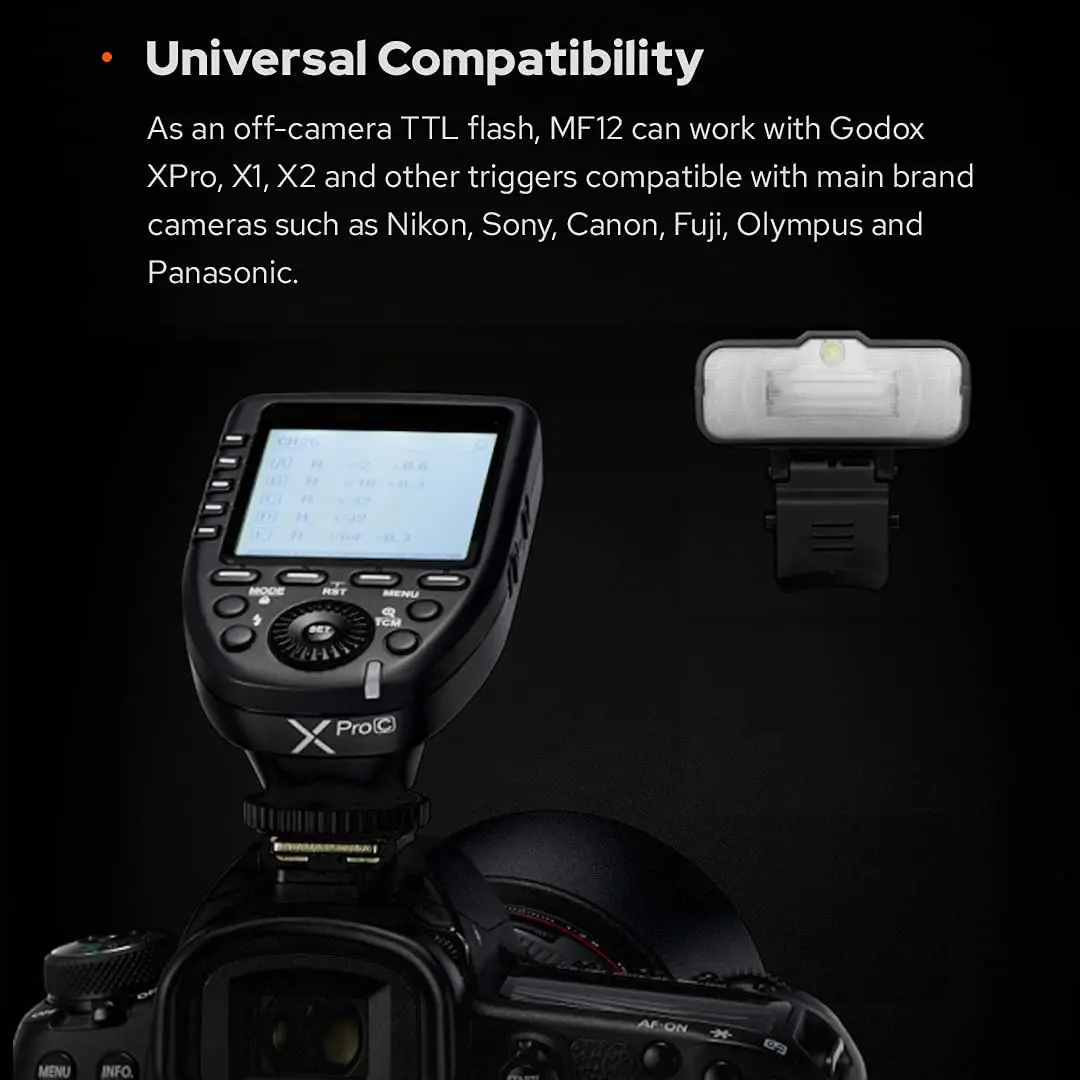 Купить Godox MF12 K2 макровспышка для съемки камеры Встроенная система Godox X TTL мини-Вспышка Speedlite 2 светильник цветной фильтр диффузор