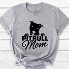 Футболка Pitbull Mom с надписью для мам, Женская Повседневная хлопковая смешная футболка с круглым вырезом, спасательная рубашка для мам, подарок для девушки, милые футболки с графическим рисунком