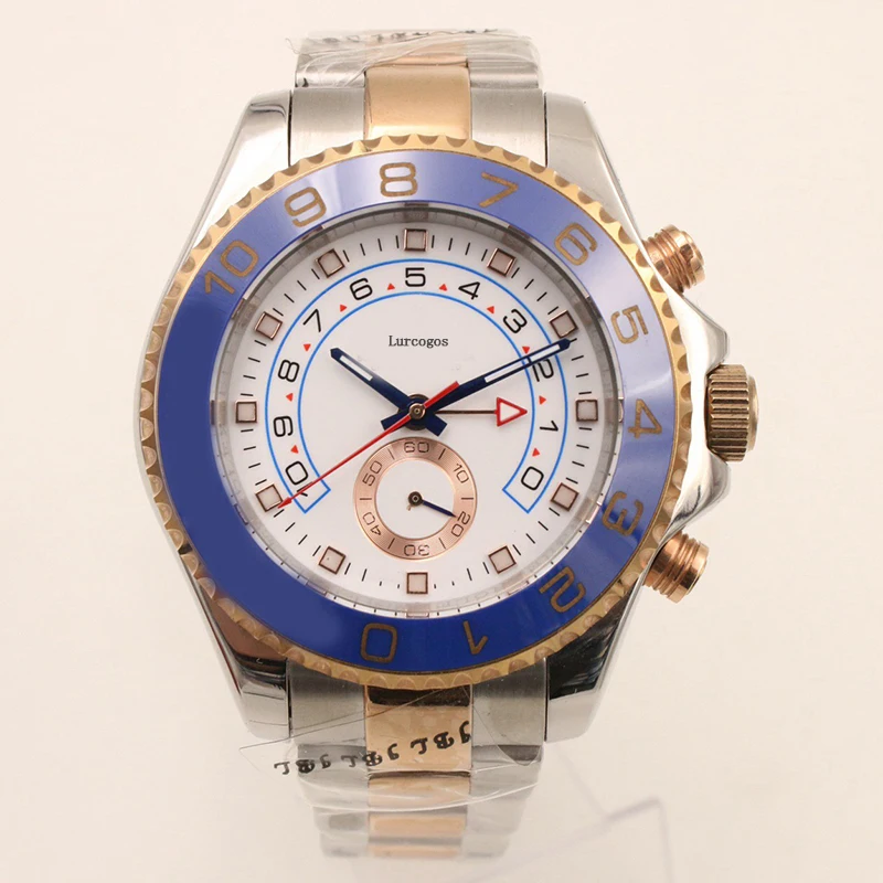 Роскошные наручные часы 44 мм для яхты двухцветные Мужские автоматические