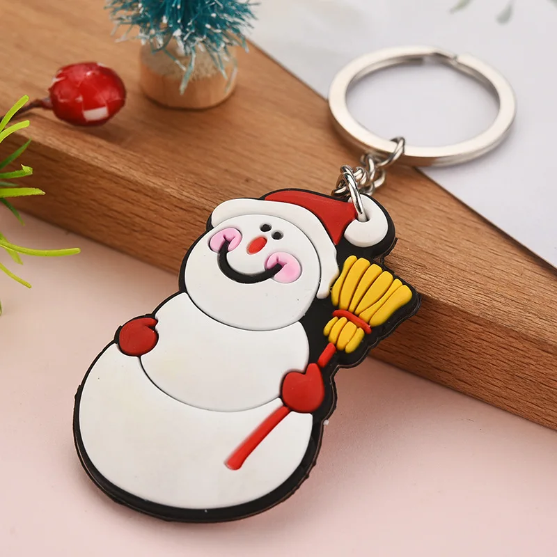 

New Pvc Soft Rubber Santa Claus Keychain Christmas Small Gift Ornaments Couple Bags Pendant Accessories Fashion Jewelry