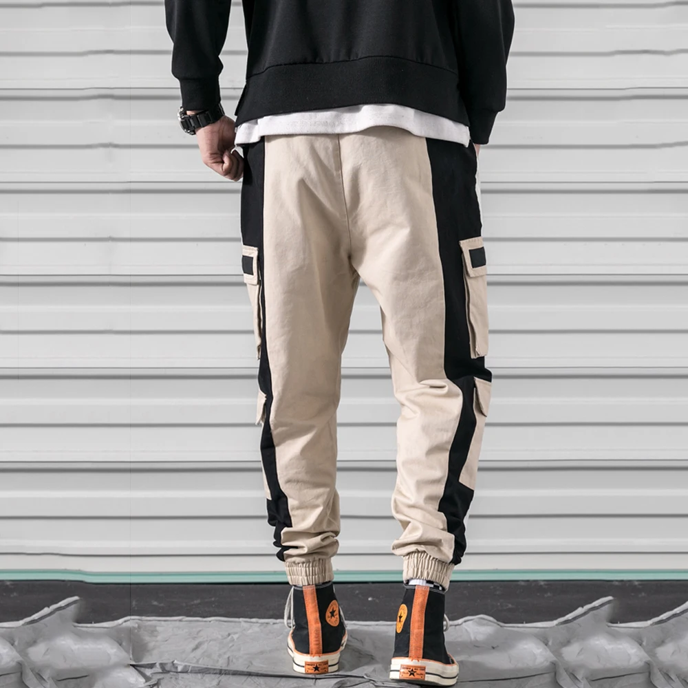 

Colorblock Sweatpants Hip Hop Harem Pants Men Casual Street Fashion Drawstring Pants Skinny Pants Men Korean Style Pants Male