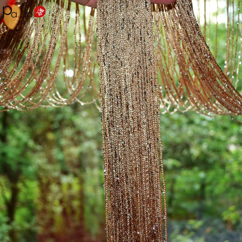 Pa. Блестящие занавески с серебряной нитью блестящие бусины тюль оконная балка