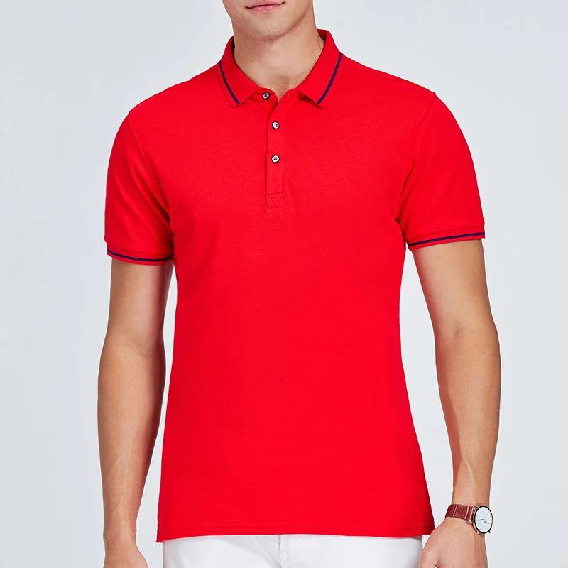 Высокое качество летние рубашки поло с коротким рукавом одноцветные