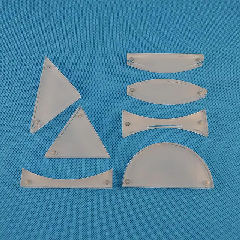 

Cylindrical convex lens Concave lens Glass brick Triangular prism with strong magnet