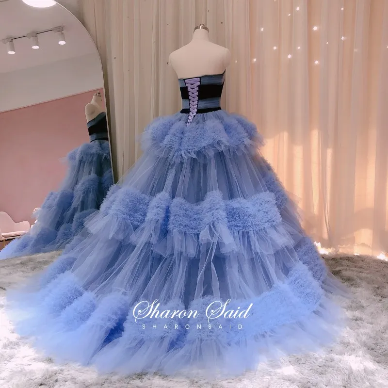 Светильник-Голубое Бальное платье платья для Quinceanera 2022 роскошное Тюлевое Пышное
