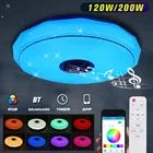 RGB светодиодный музыкальный потолочный светильник 120200 Вт, лампа с bluetooth и динамиком, лампа для дома, вечеринки, спальни с дистанционным управлением, с регулируемой яркостью, умный красочный светильник с приложением
