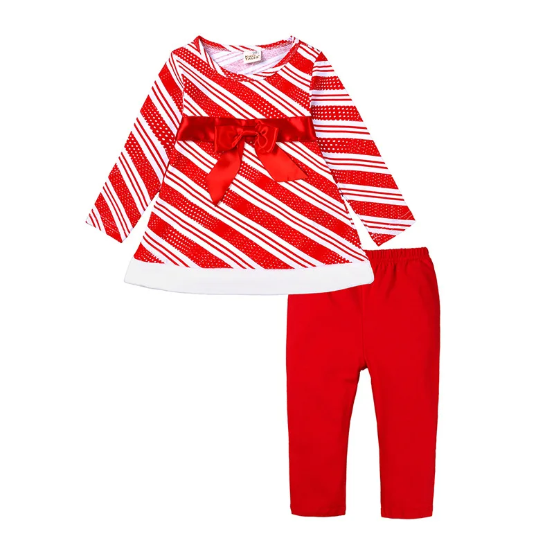 Hooyi/комплект рождественской одежды для девочек топы с круглым вырезом рубашка