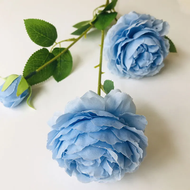 Blue 65 см 3 головки пионы Искусственные цветы ручной работы шелковые пионы невесты букет из цветов Свадебные украшения дома поддельные пионы цветок - Цвет: Blue