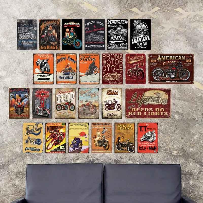 

Rust Retro Cool Motorbike Metal Plaque Motor Oil Plate Vintage Painting Iron Tin Sign Wall Living Room Car Shop Home Decoration