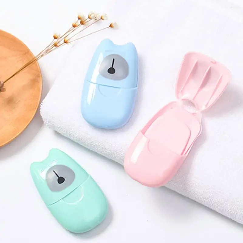 50pcs Mini Travel Soap Paper Sheets Disposable Hand Washing Bath Scented Slice with Box for Outdoor Camping Hiking | Красота и