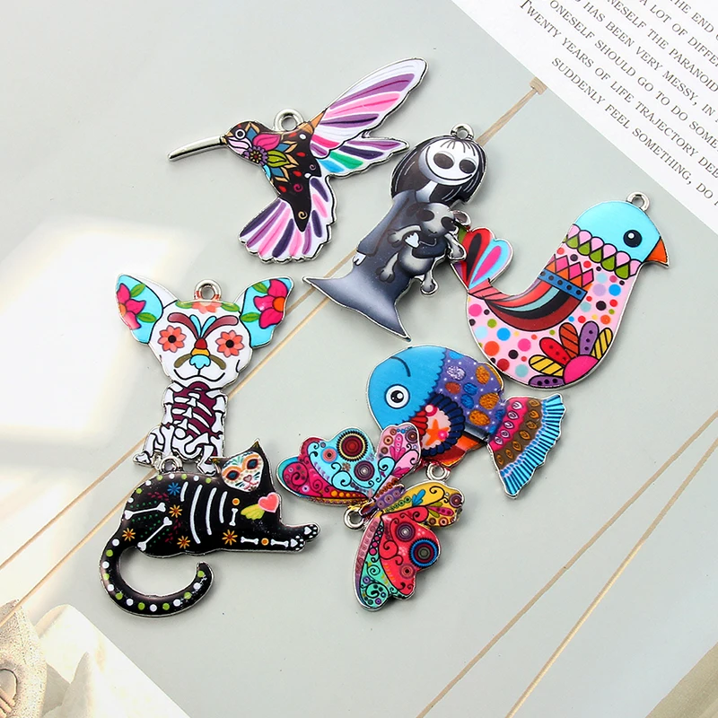 5 шт./Лот эмалевые Подвески в виде животных птиц собак рыб несколько видов