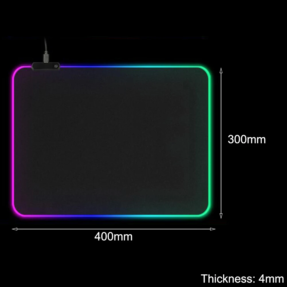 400x300x4mm 900*400 большой RGB коврик для мыши геймерский коврик для мыши блокированный светодиодный резиновый коврик для игровой мыши Противоскользящий коврик для компьютерной мыши - Цвет: 400x300x4mm