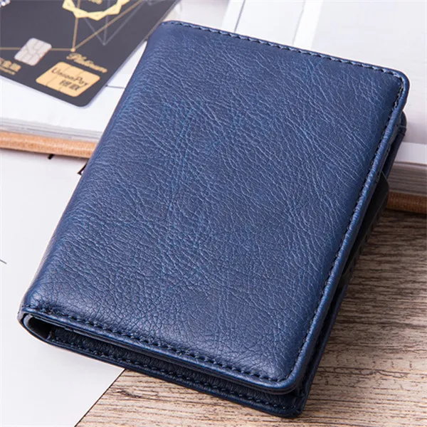 BISI GORO PU кожаный RFID Модный чехол для карт алюминиевая коробка Высококачественный многофункциональный бумажник для визиток открытка-раскладушка держатель - Цвет: Blue X-54