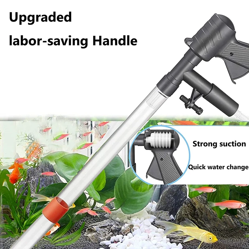 

Aquarium Vacuum, Quick Gravel Cleaner Water Changer Extendable Siphon Vac with Air-Pressing Button