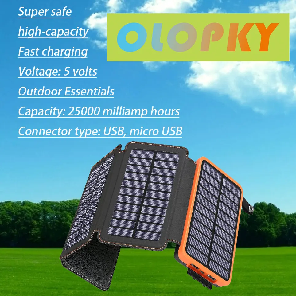 

25000 MAH high-capacity solar mobile power supply and portable battery charger are suitable for smart phones and tablets
