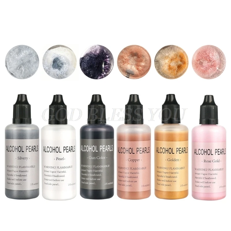 

6Pcs/Set 60ml Metallic Alcohol Pigment Resin Dye Alcohol-Based Ink Concentrated Paint Epoxy Resin Colorant Resin Casting Crafts