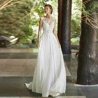 vestido de novia sexy beach wedding dresses 2021 chiffon cap sleeve jewel lace applique backless boho bridal gowns mariee