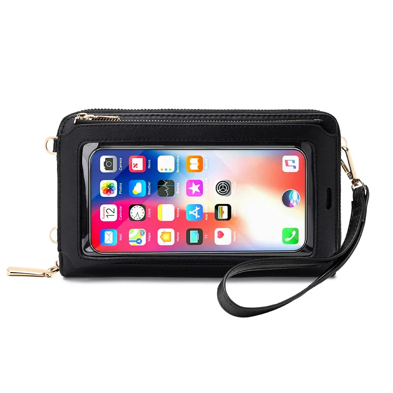 

Wallet Women 2021 Touch Screen Mobile Phone Bag RFID Anti-theft Transparent Female Purses Mini Shoulder Bag Carteira Masculina