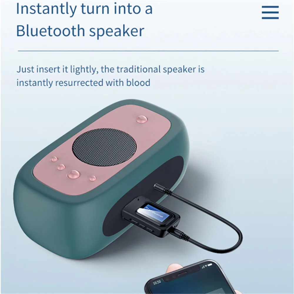 USB-ключ Bluetooth 5 0 аудиоприемник и передатчик с ЖК-дисплеем 2 в 1 мини-разъем 3 мм AUX USB