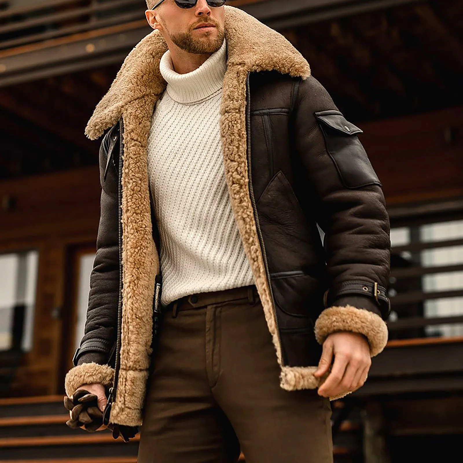 

Men's Fashion Winter Jackets Turn Down Collar Long Sleeve Jackets With Pockets Streetwear Thick Warm Coat casaco masculino