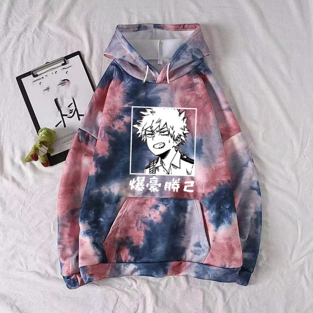 

Hot Anime Hoodie My Hero Academia Tie-dye Pullovers Tops Long Sleeve Fashion