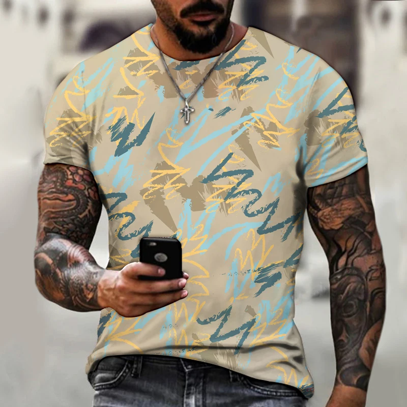 Мужская летняя футболка с 3D-принтом коротким рукавом и буквенным принтом | одежда