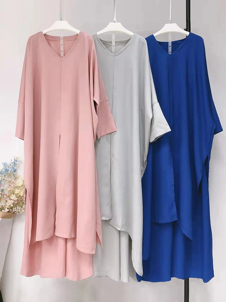 Рамадан ИД Мубарак Кафтан Дубай абайя мусульманское платье комплекты одежды для ислама Абая для женщин Caftan халат женский комплект