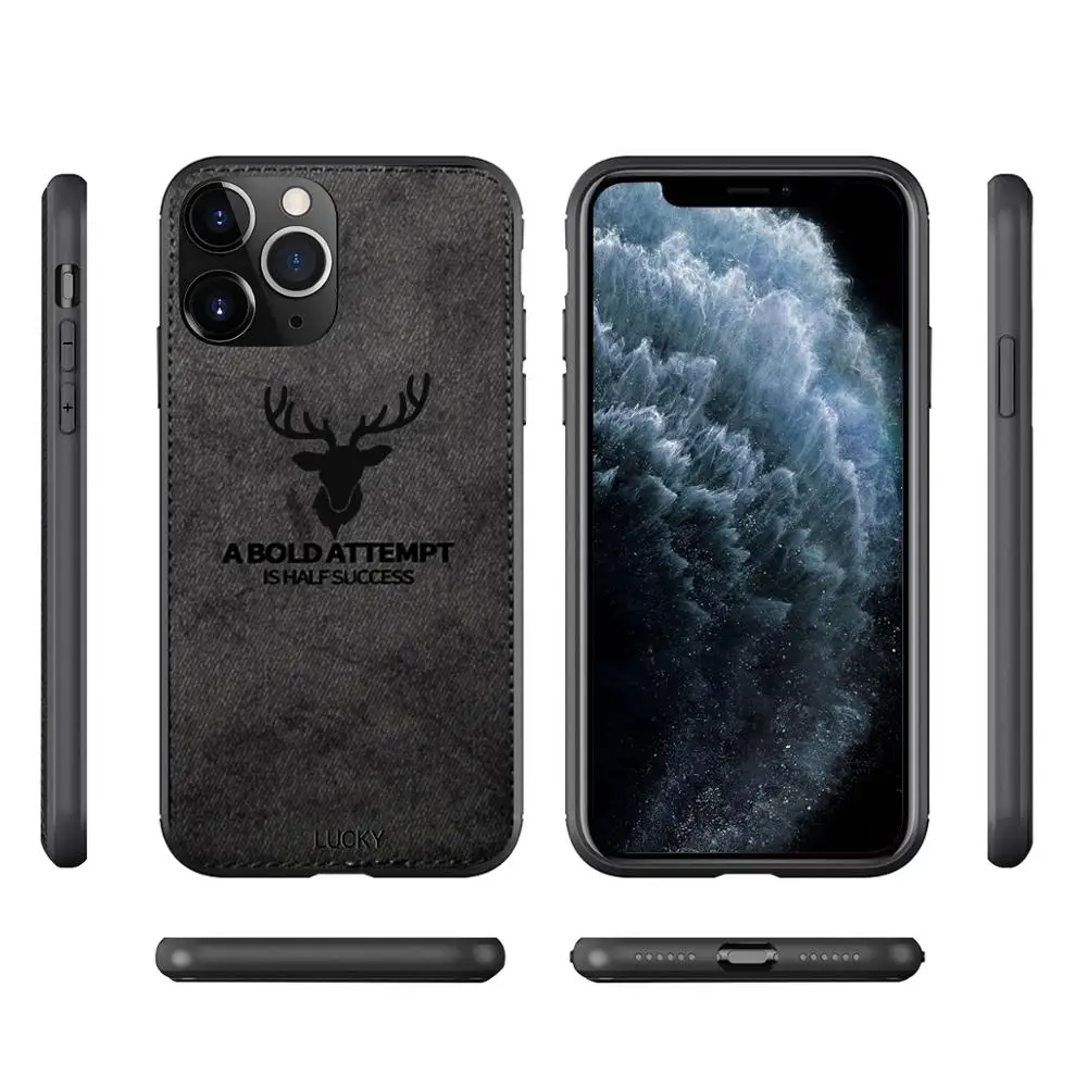 Автомобильный Магнитный тканевый чехол для iPhone 11 Pro Max X XS XR 8 с рисунком оленя
