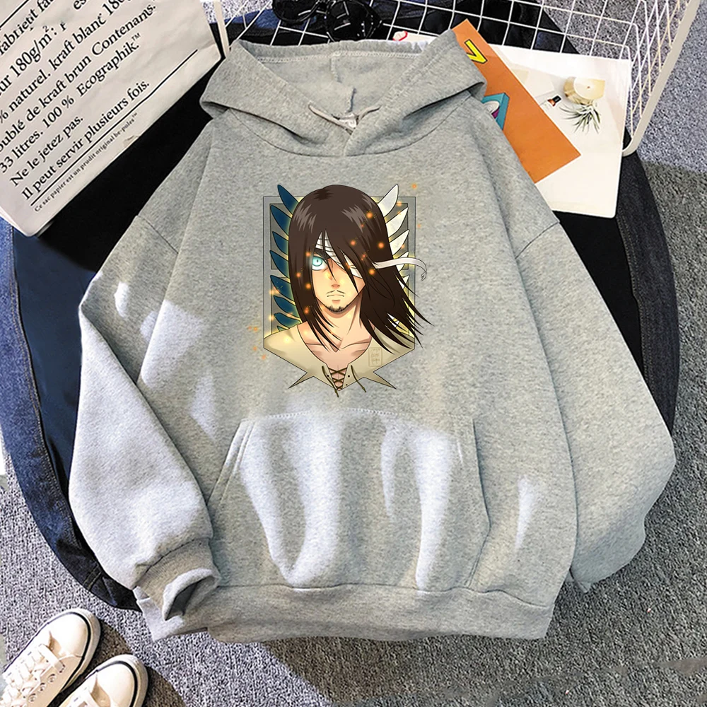 

Attack On Titan Hoodies Japanese Fashion Anime Eren Long Hair Print Streetwear Womens oversized Sweatshirts Men goth Tops Clothe