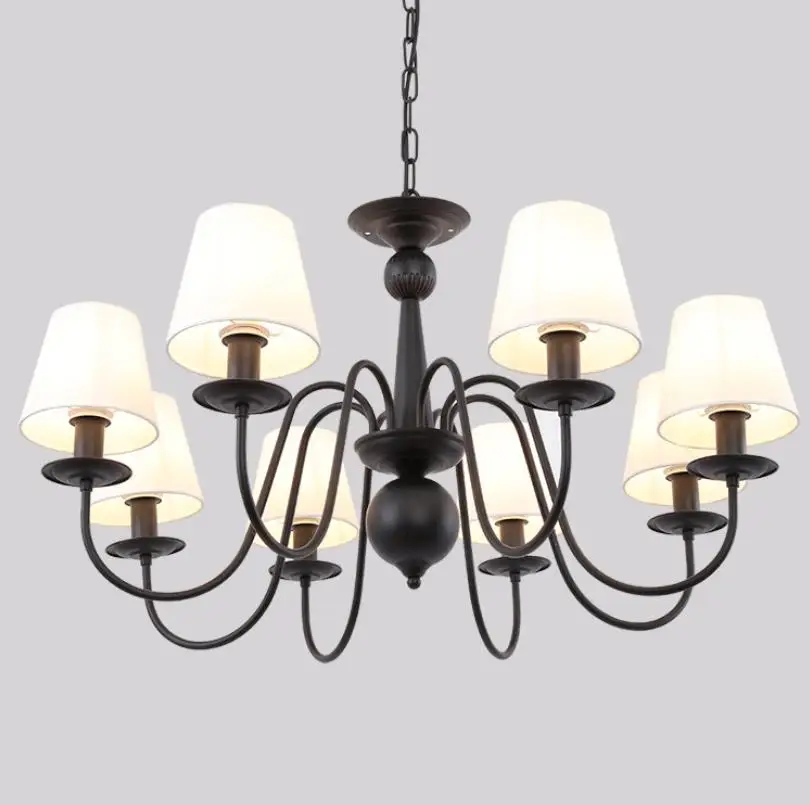 

Living Room Led Pendant Lamp Iron Bedroom Dining Room Chandelier 1american Rural Fabric LED Bulbs Chain Pendant Metal Country 10