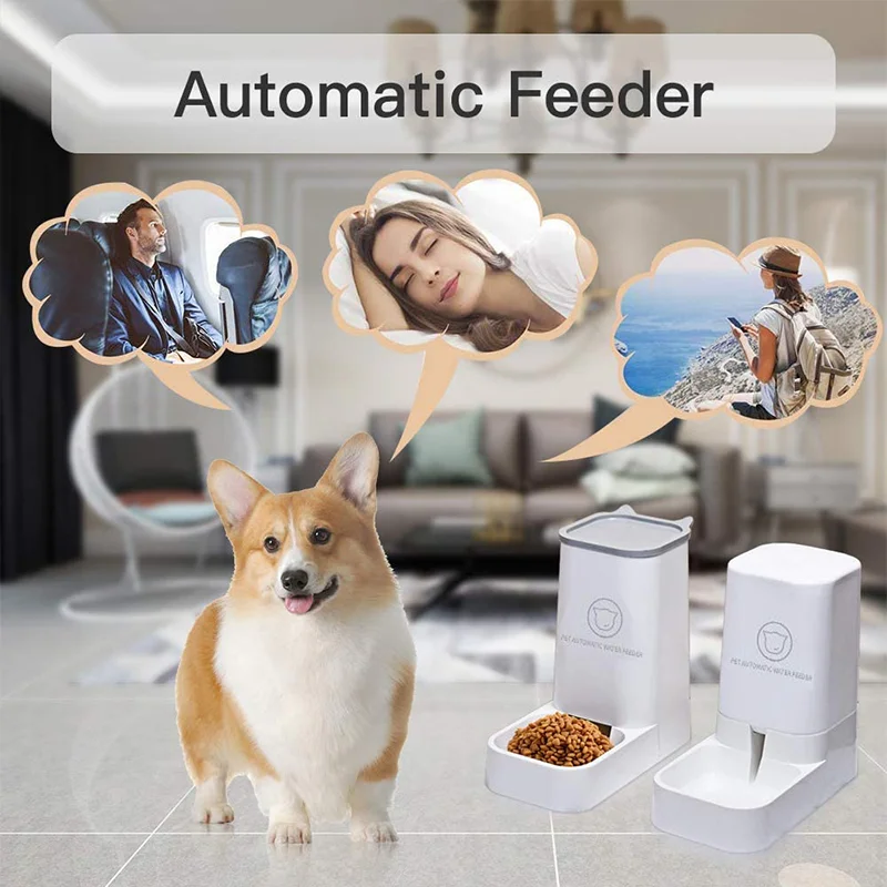 

3.8L Large Dog Cat Feeders Water Dispenser Fountain Bottle Set Plastic Automatic Pet Feeding Drinker Water Bowl Pet Supply
