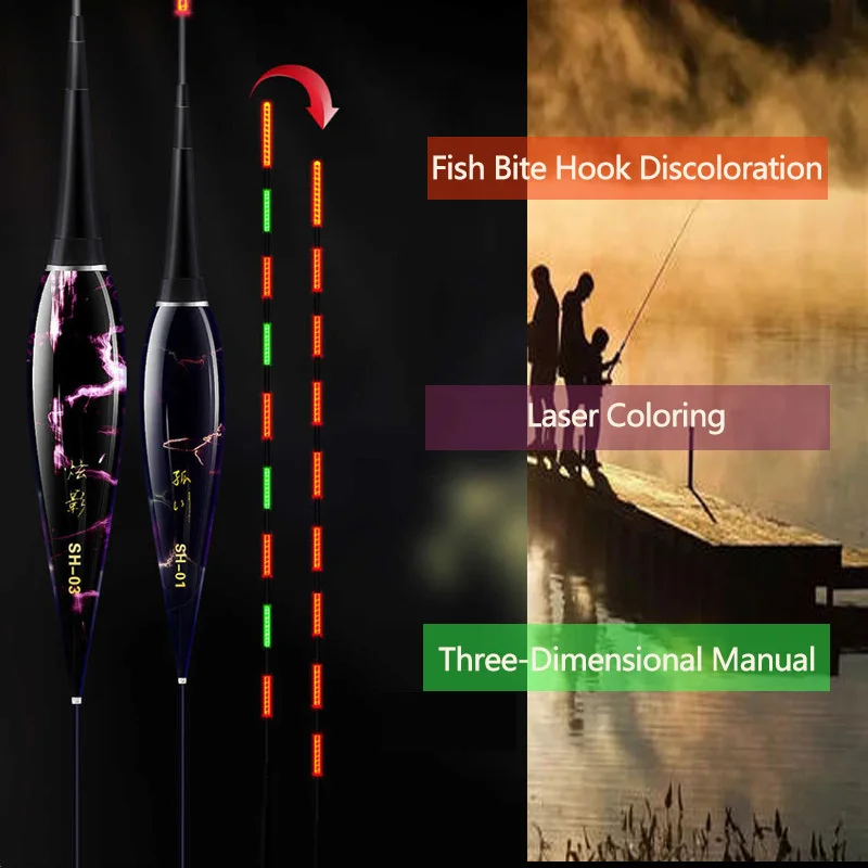 

RQNQ1pcs New Laser Color-painted Fish Bite Hook Automatic Reminder Of Color Change, Smart Led Fishing Electronic Luminous Buoy