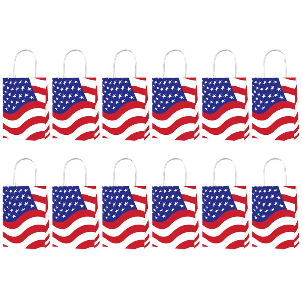 

12Pcs Independence Day Gift Bags Gift Pouches Paper Bags (Assorted Color)