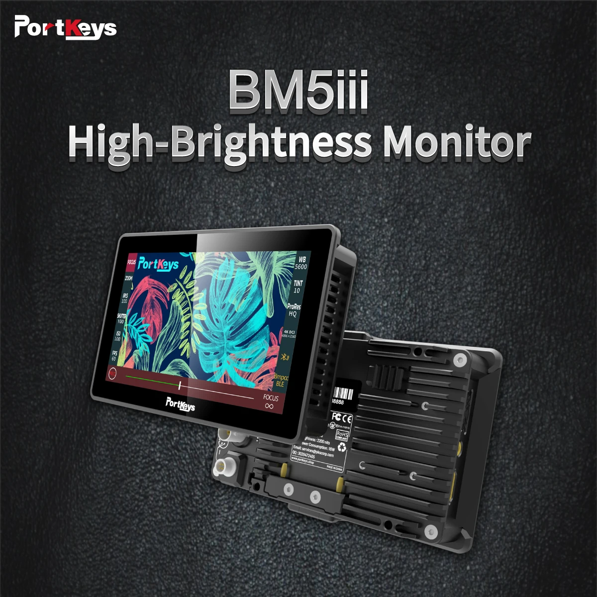 

Portkeys BM5III 2200 Nit Field Monitor for RED Komodo Z CAM BMPCC 4K/6K/Pro 5.5 inch Touch Screen SDI Camera Control Monitor