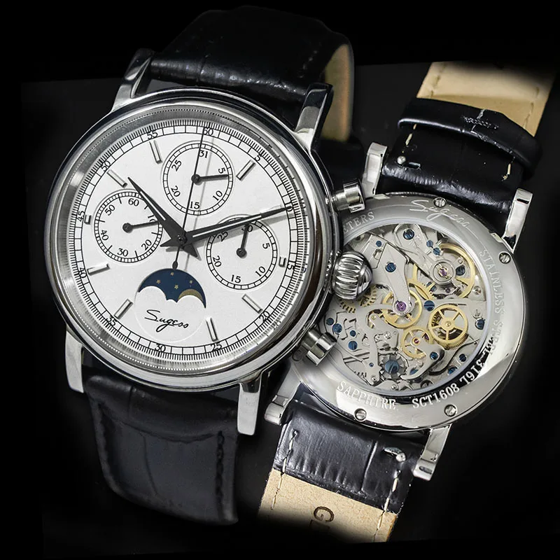 Супер Светящиеся механические часы с хронографом для мужчин ST1908 Moon Phase NATO Calendar мужские наручные часы Relogio