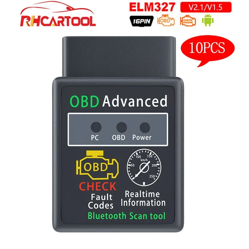 

10pcs Mini HHOBD ELM327 V2.1 V1.5 mini ELM327 OBD2 Auto Scanner OBDII Car ELM 327 Tester Diagnostic Tool for Android