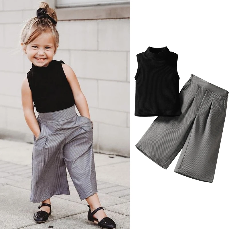 

Женский спортивный костюм, трикотажный топ без рукавов и брюки с широкими штанинами