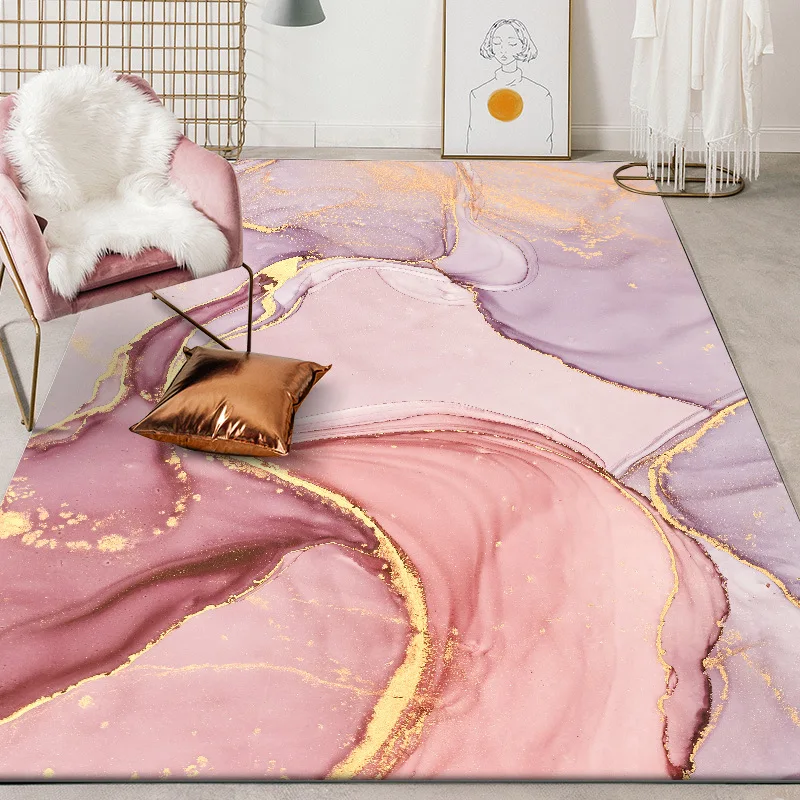 Modern aesthetic fantasy abstract watercolor pink gold purple rug bedroom living room bedside carpet door mat | Дом и сад