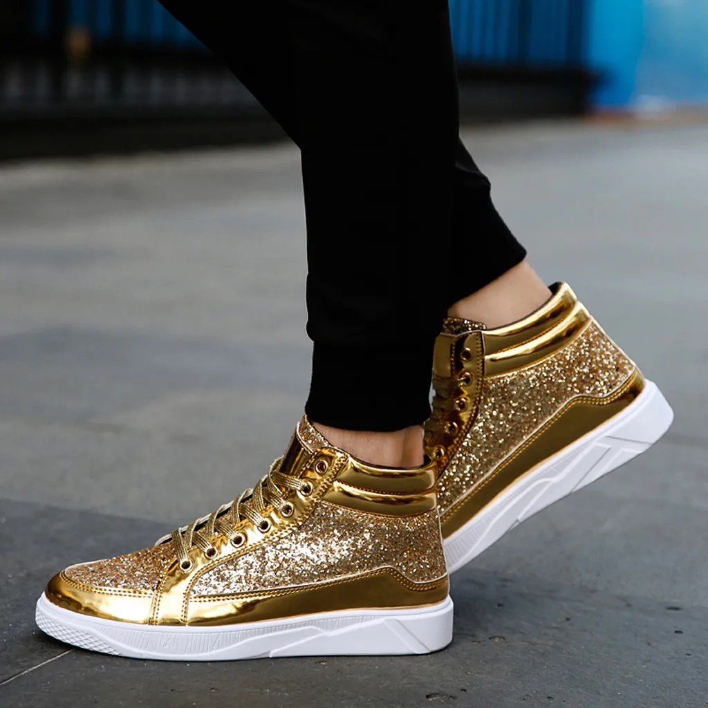 

Men's casual shoes winter zapatillas hombre Men's Colorful Mirror Trend Sneakers Nightclubs Sequins High-Top Casual Shoes