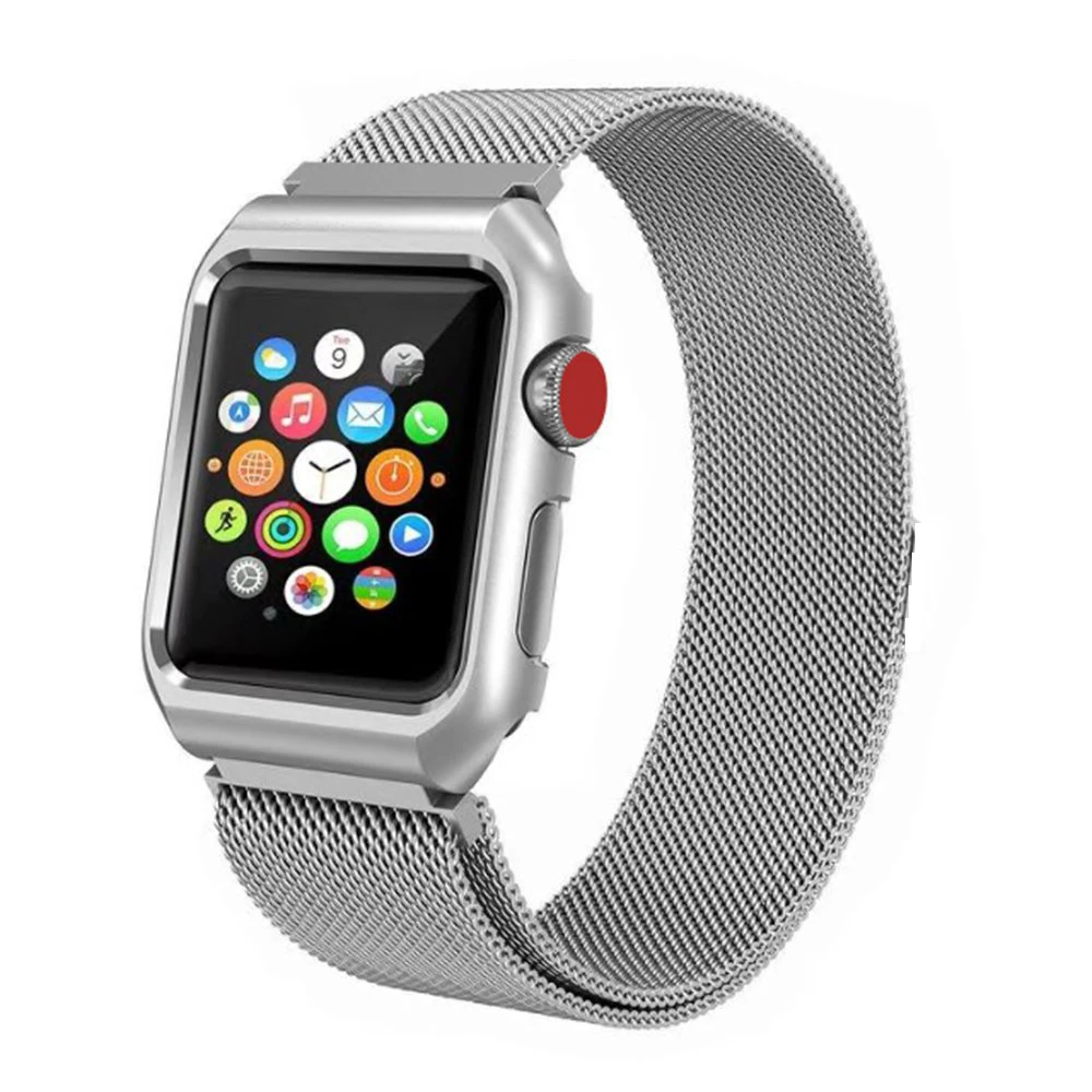 Чехол петля Mlianese + ремешок для Apple Watch 3 2 1 42 мм 38 металлический чехол Iwatch 5 4 44 40