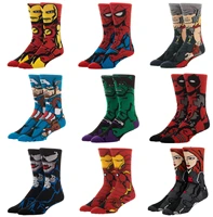 1 pairs marvel superhero socks funny captain america iron man spider man hulk fashion kawaii boy sock disney stitch high socks