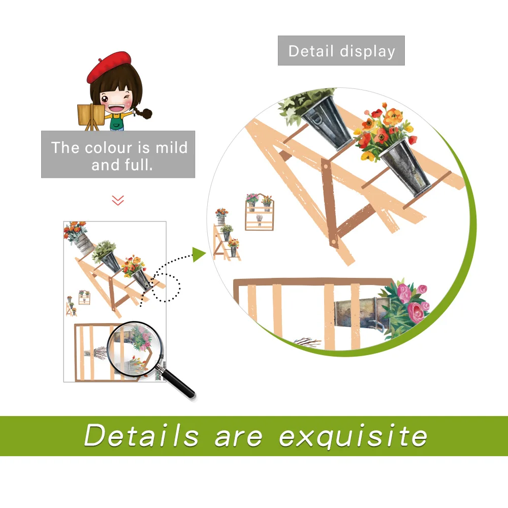 

Louyun Green plant combination stickers living room study wall stickers home decoration QT1630KJ