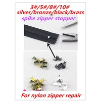 10 40pcs3 5 8 10 white silver brass black bronze up bottom spike zipper stopper for repair nylon zipper diy accessories1437