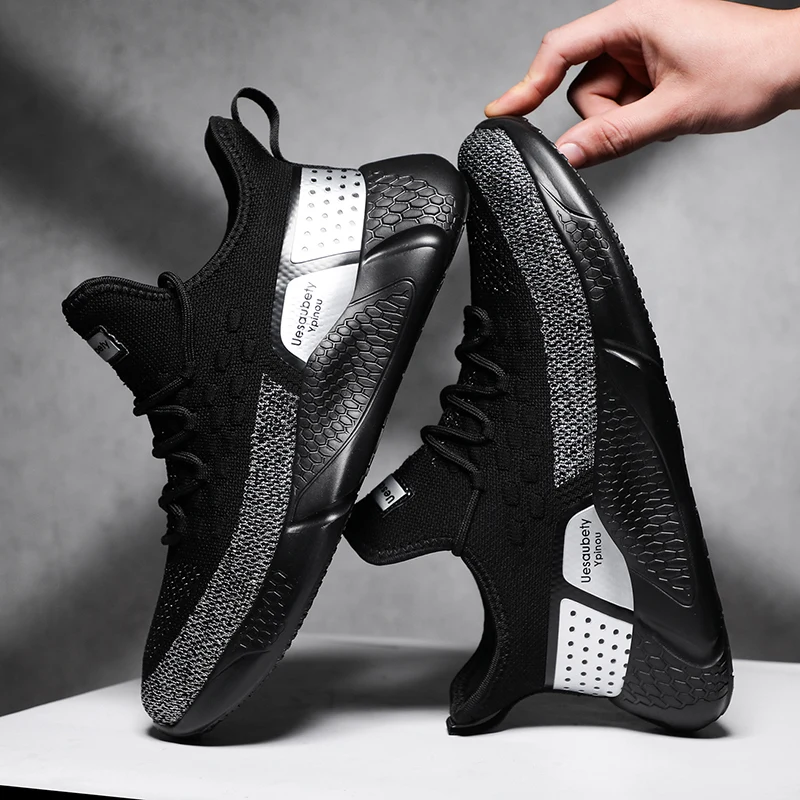 

Mens Casual Shoes Hot Sale Shoes Trainers For Men Casual Leisure Fashion Black Solid White Knitting Summer Sport