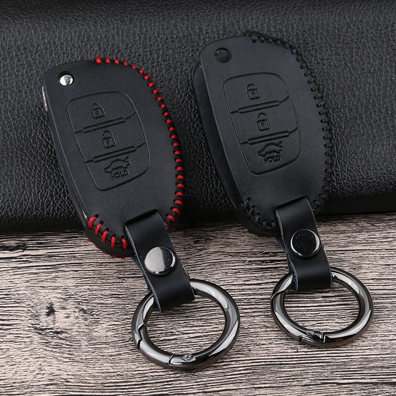 Кожаный чехол ключа дистанционного управления автомобилем для Hyundai Tucson Creta ix25 i10