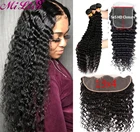 Глубокая волна пряди с закрытием 5x5 HD Кружева Закрытие с пряди Пряди человеческих волос для наращивания глубокая волна пряди с 13x4 кружева фронтальные