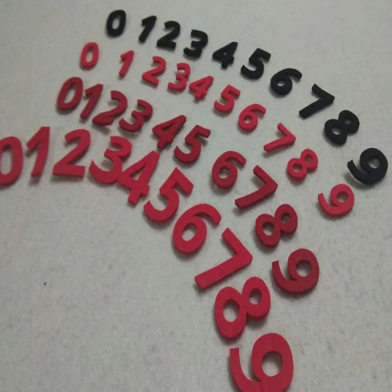 40 шт, 2 мм, красные, черные Войлок цифры от 0-9 номер войлок для вышивки Швейные Ремесло Скрапбукинг украшения дома Kindgarten раннего