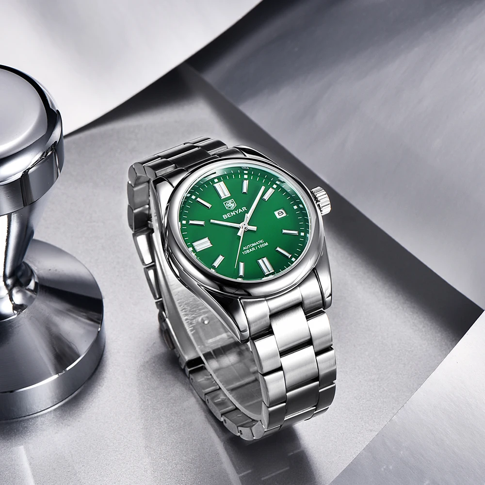 Часы мужские механические водонепроницаемые 10 бар из нержавеющей стали |