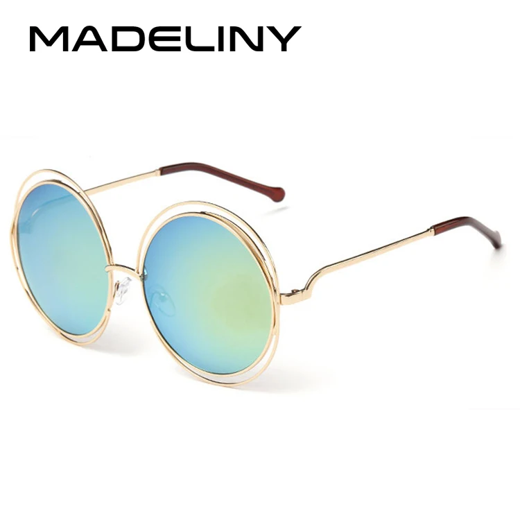 C11 Gold Mirror MADELINY, модные круглые солнцезащитные очки в проволочной оправе для женщин, новинка, винтажные градиентные солнцезащитные очки, унисекс, брендовые дизайнерские очки MA164 - Цвет линз: C11 Gold Mirror